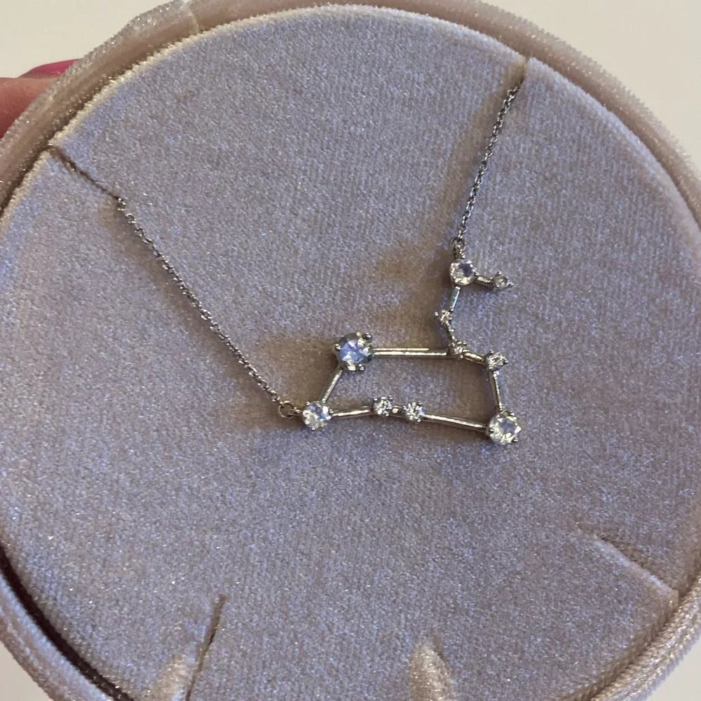 NWOT Leo Zodiac Constellation Moonstone Sterling Silver Necklace - Picture 5 of 9